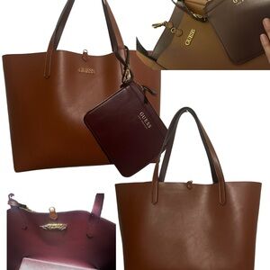 GUESS Chocolate and Caramel Tote with Pouch